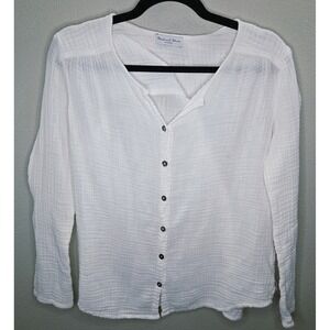 Michael Stars Gauze Button Front Top White XS